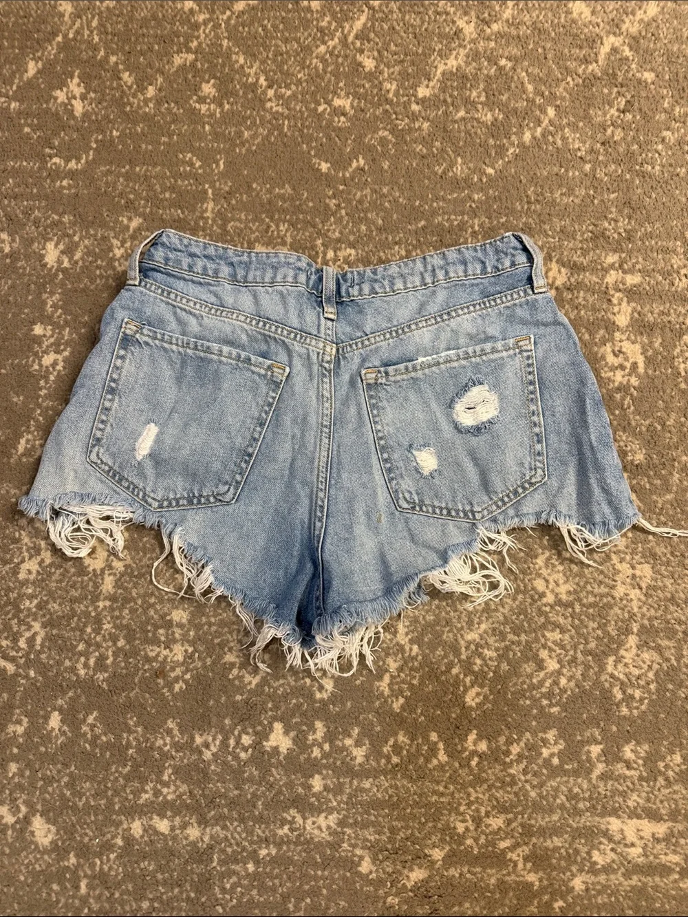 Forever 21 Light Blue High-Rise Distressed Denim Cutoff Shorts